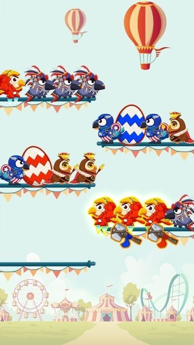 鳥の色のパズルを並べ替えるの画像