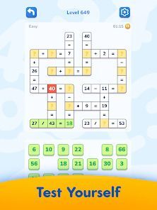 Math Crossword 数字ゲーム, ナンバーパズルの画像