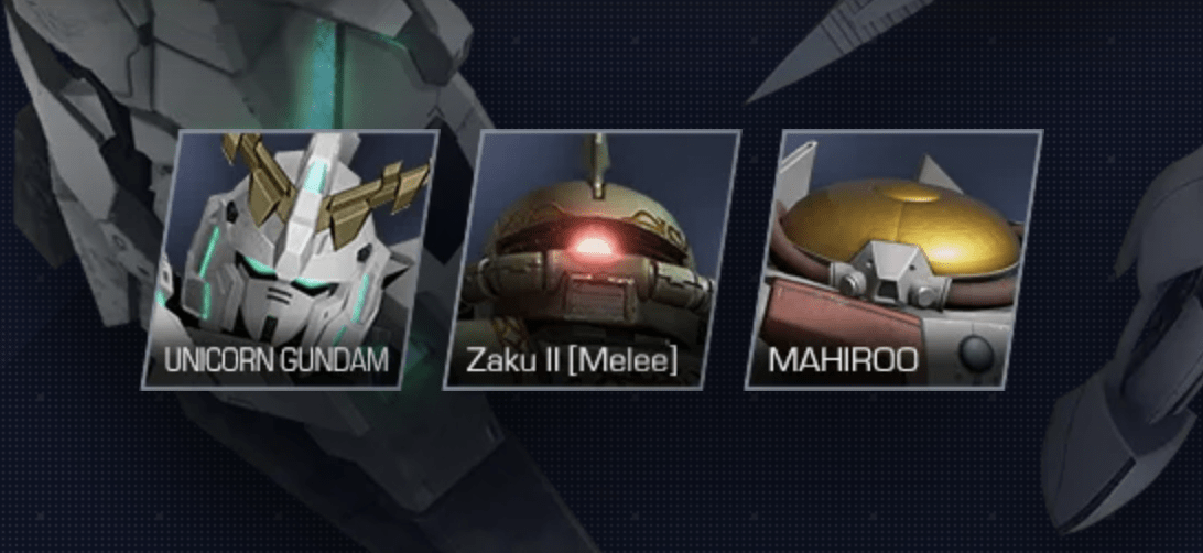 ユニコーン、マヒロー、ザクⅡが追加