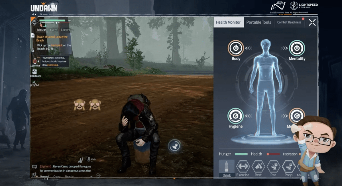 現実に忠実な体のコンディション