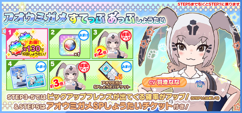 アオウミガメすてっぷあっぷしょうたい　すてっぷ画像