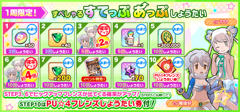 1周限定すぺしゃるすてっぷあっぷ