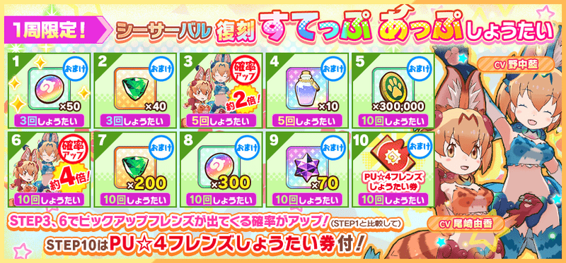 1周限定シーサーバル復刻!すてっぷあっぷ