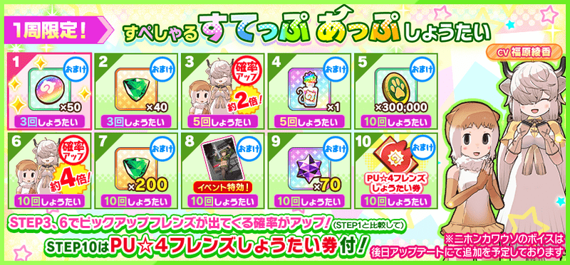 1周限定すぺしゃるすてっぷあっぷ