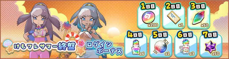 けもフレサマー終盤ログインボーナス