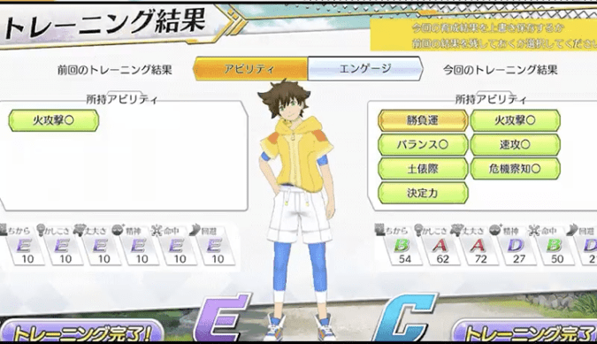 トレーニング結果のキャラ画像