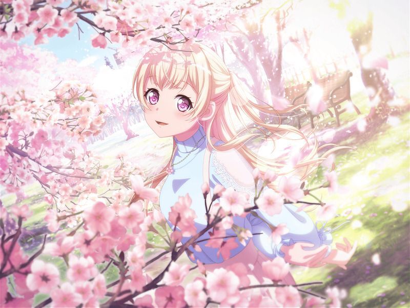舞い散る花吹雪と（白鷺 千聖）の特訓前画像