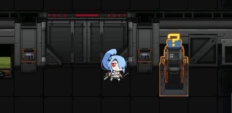 オレンジの機械を触る