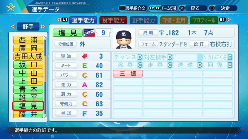 パワプロ21 塩見 泰隆選手の能力 パワプロ21 攻略 Gamerch