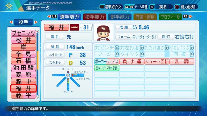 パワプロ21 福井 優也選手の能力 パワプロ21 攻略 Gamerch