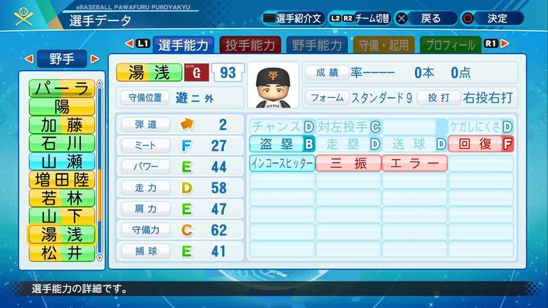 パワプロ 湯浅 大選手の能力 パワプロ21 攻略 Gamerch