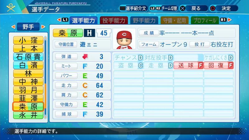 パワプロ21 桒原 樹選手の能力 パワプロ21 攻略 Gamerch