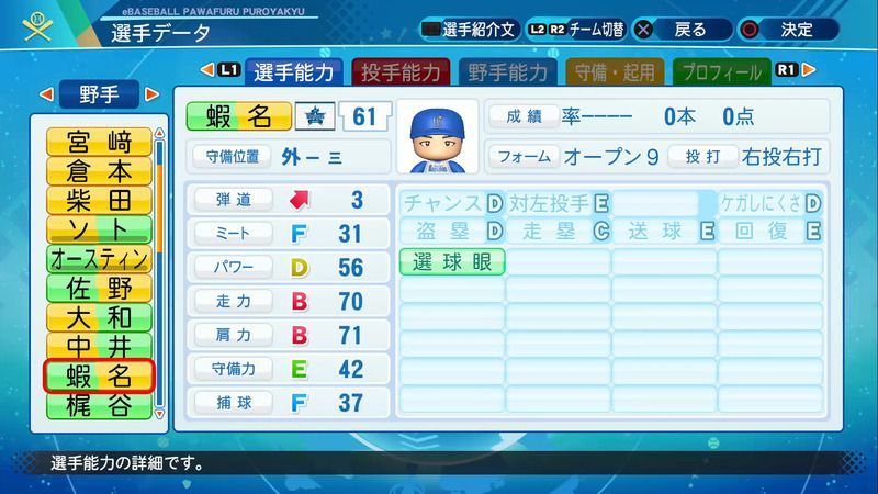 パワプロ21 蝦名 達夫選手の能力 パワプロ21 攻略 Gamerch