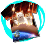 宇宙を感じるダサいネコTシャツ
