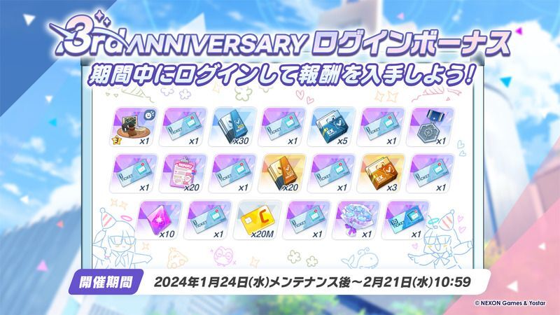 3 ANNIVERSARY ログインボーナス