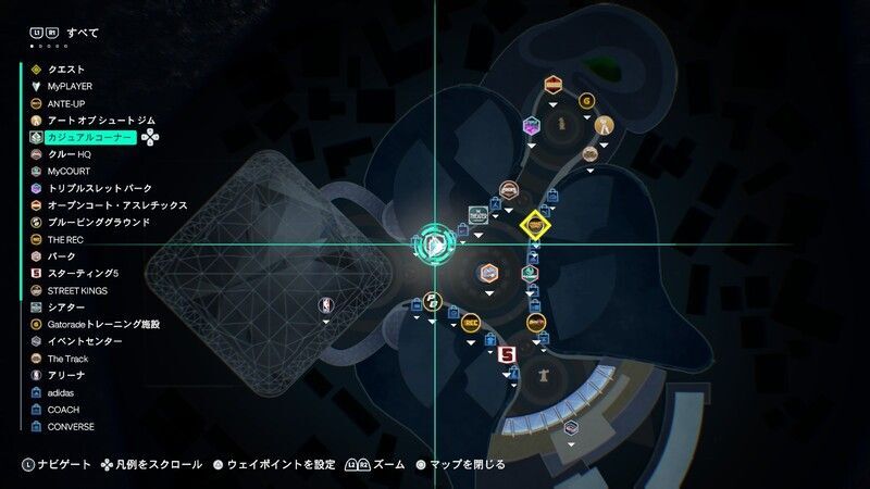カジュアルコーナーの場所