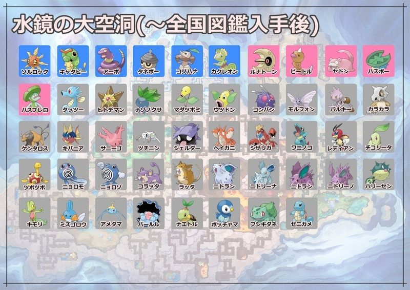全国図鑑入手後の水鏡の大空洞