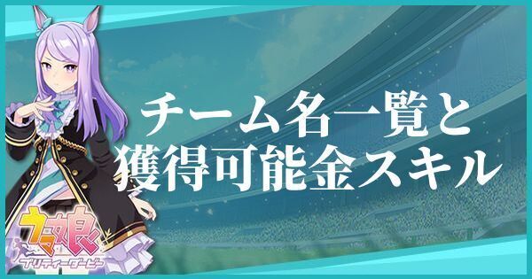 チーム名と獲得金スキル