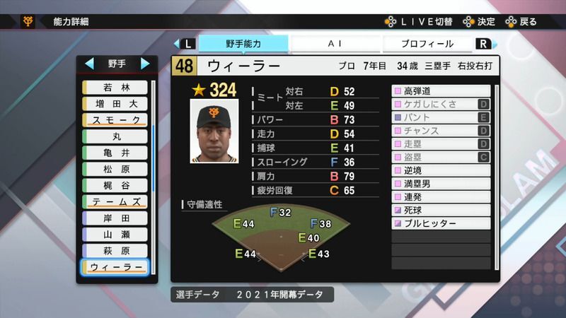 プロスピ21 ウィーラー選手の能力 プロスピ21攻略 Gamerch