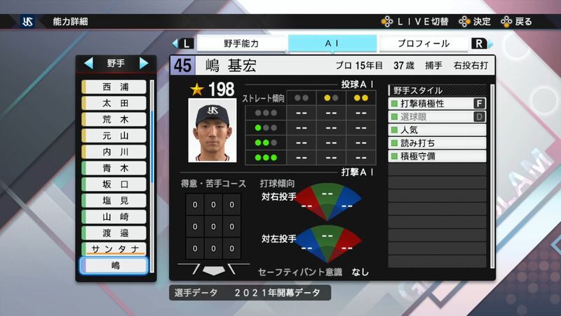 プロスピ21 嶋 基宏選手の能力 プロスピ21攻略 Gamerch