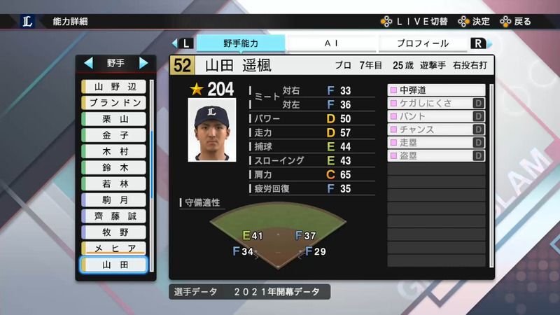 プロスピ21 山田 遥楓選手の能力 プロスピ21攻略 Gamerch