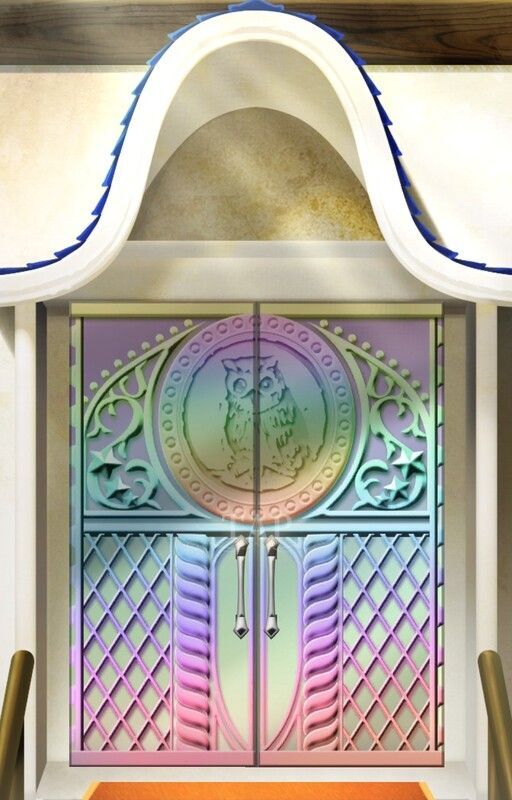 扉が虹色に光る