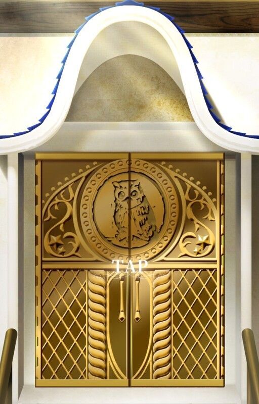 扉が金色に光る