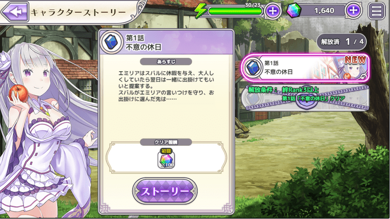 キャラストーリー画面