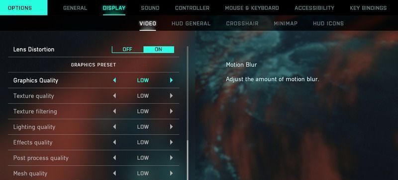 グラフィック設定画面