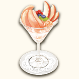 桃とりんごの宝石パフェ