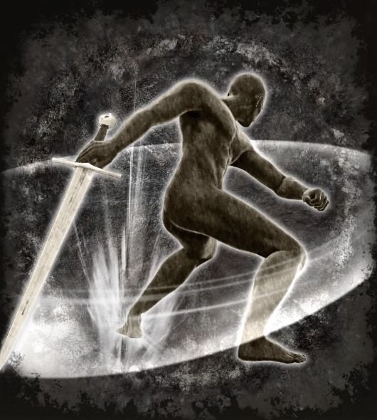 踏み込み(回転薙ぎ)