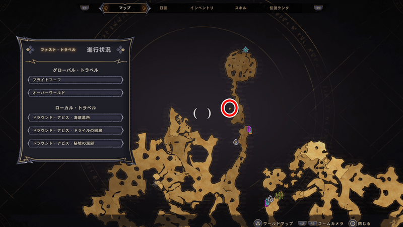 ドラウンド・アビスのラッキーダイスの場所マップ