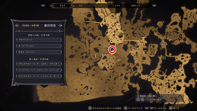 クラックマスト・コーヴのラッキーダイスの場所マップ⑤