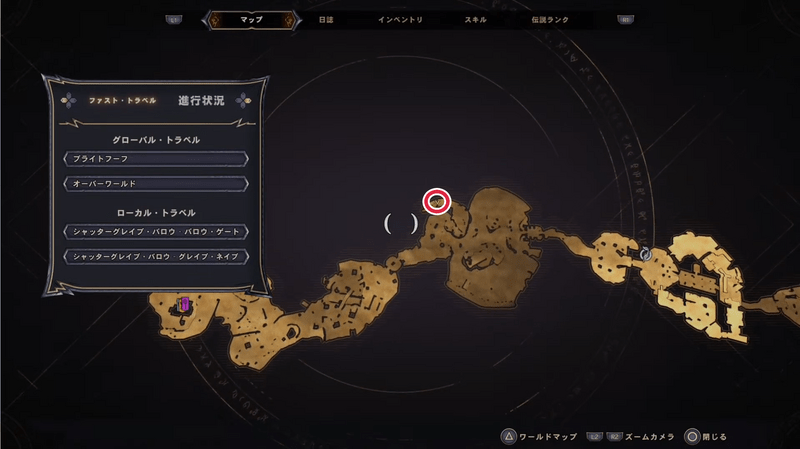 シャッターグレイブ・バロウのラッキーダイスの場所マップ