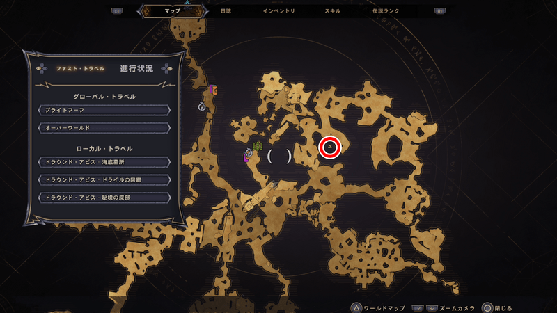 ドラウンド・アビスのラッキーダイスの場所マップ