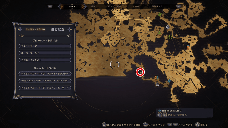 クラックマスト・コーヴのラッキーダイスの場所マップ①