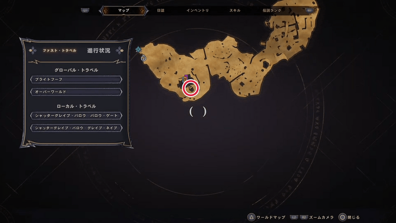 シャッターグレイブ・バロウのラッキーダイスの場所マップ