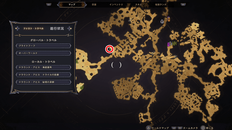 ドラウンド・アビスのラッキーダイスの場所マップ