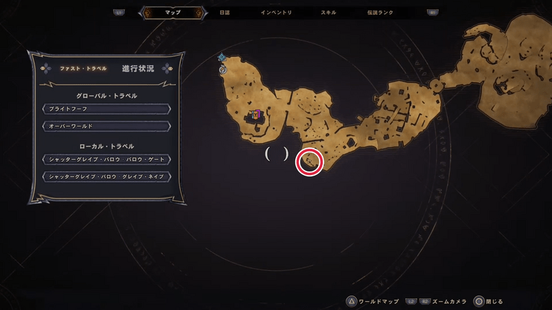 シャッターグレイブ・バロウのラッキーダイスの場所マップ