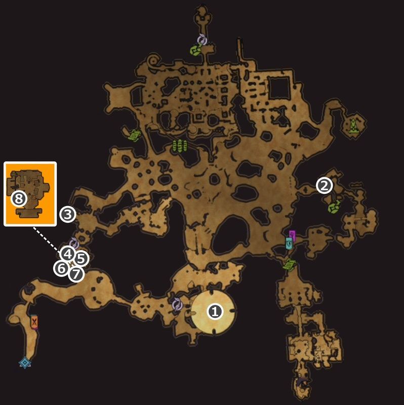 サンファング・オアシスの伝承の巻物マップ