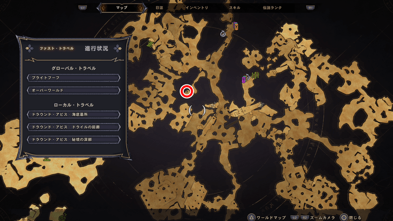 ドラウンド・アビスのラッキーダイスの場所マップ