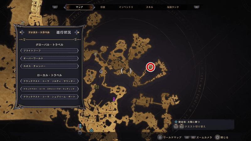 クラックマスト・コーヴのラッキーダイスの場所マップ㉒