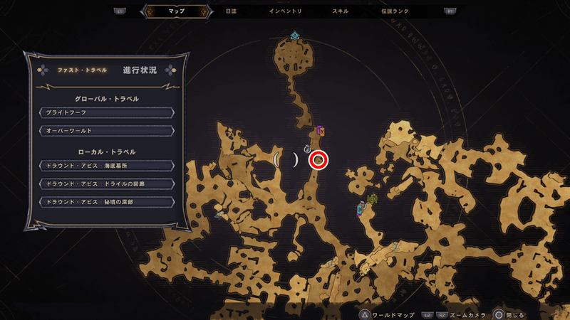 ドラウンド・アビスのラッキーダイスの場所マップ