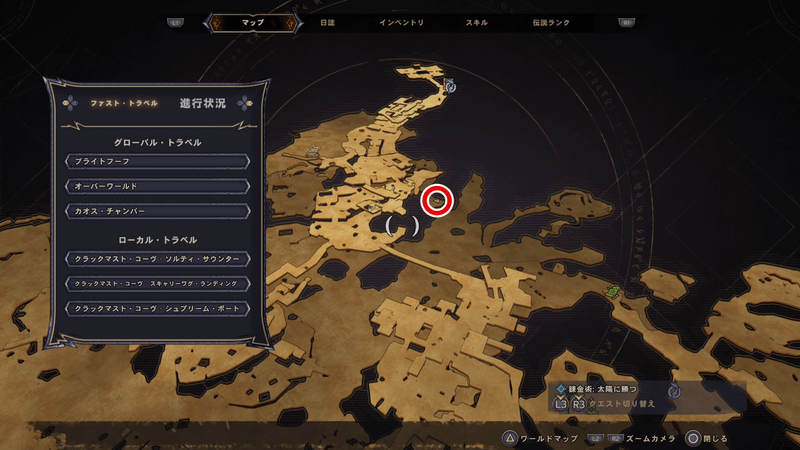 クラックマスト・コーヴのラッキーダイスの場所マップ⑨