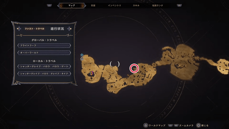 シャッターグレイブ・バロウのラッキーダイスの場所マップ