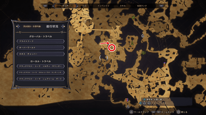 クラックマスト・コーヴのラッキーダイスの場所マップ⑬