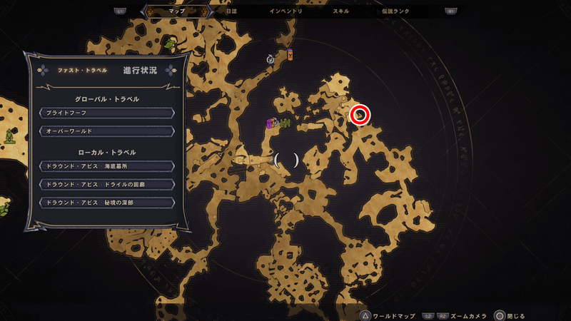 ドラウンド・アビスのラッキーダイスの場所マップ