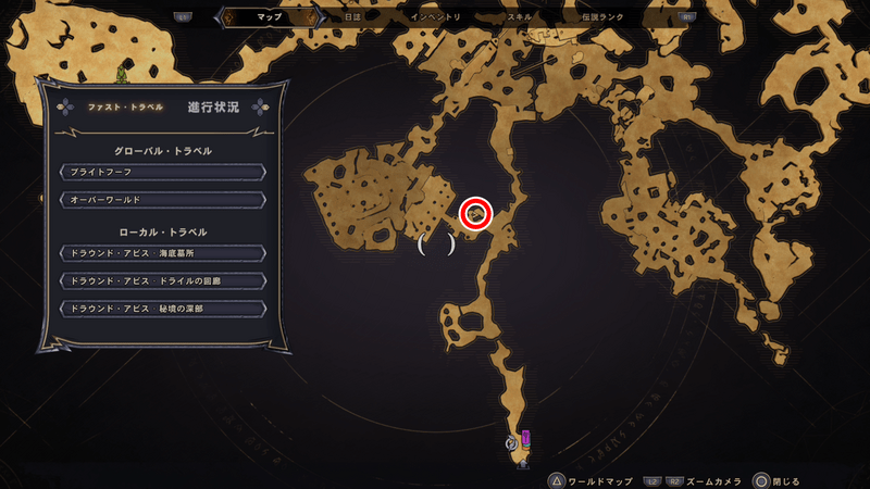 ドラウンド・アビスのラッキーダイスの場所マップ