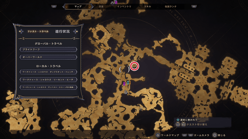 ワーグトゥース・シャロウズの伝承の巻物の場所マップ3