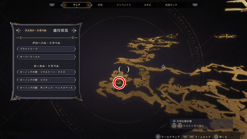 カーノックの壁の詩篇のページの場所マップ